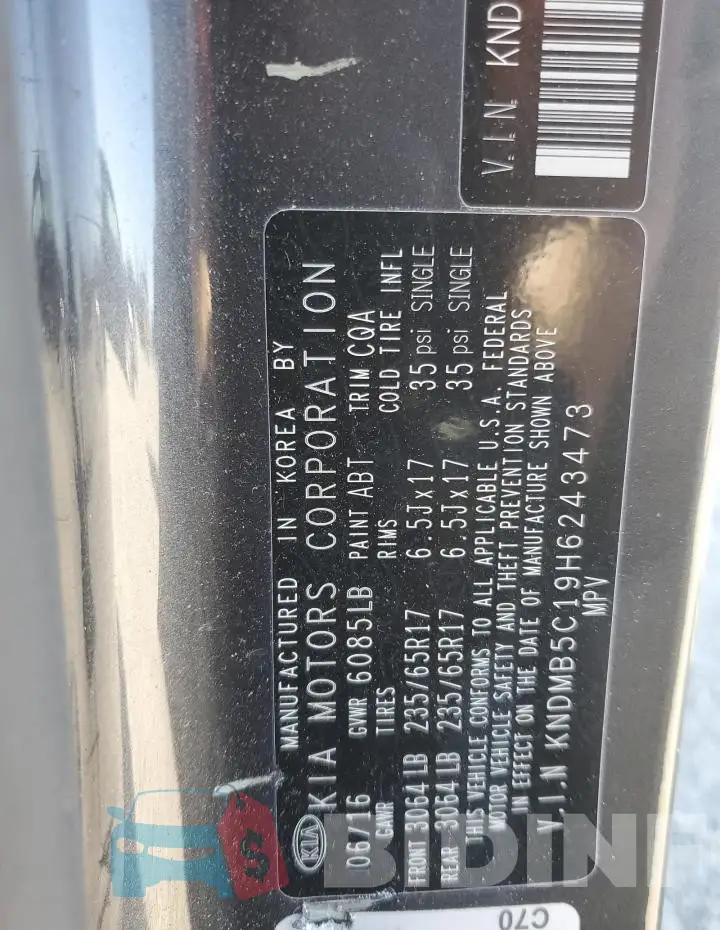KNDMB5C19H6243473 Photo# 13