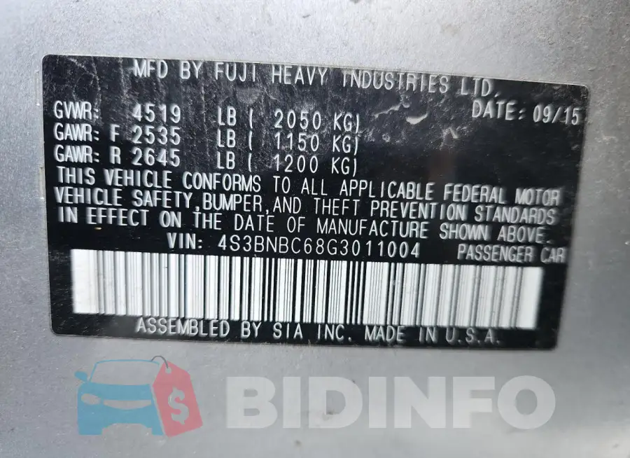 4S3BNBC68G3011004 Photo# 13