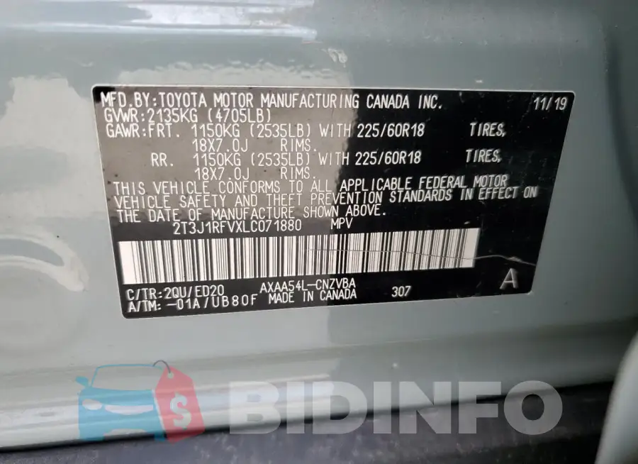 2T3J1RFVXLC071880 Photo# 14