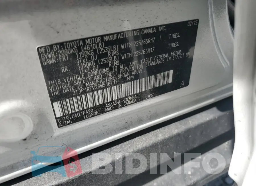 2T3P1RFV2SW516717 Photo# 13