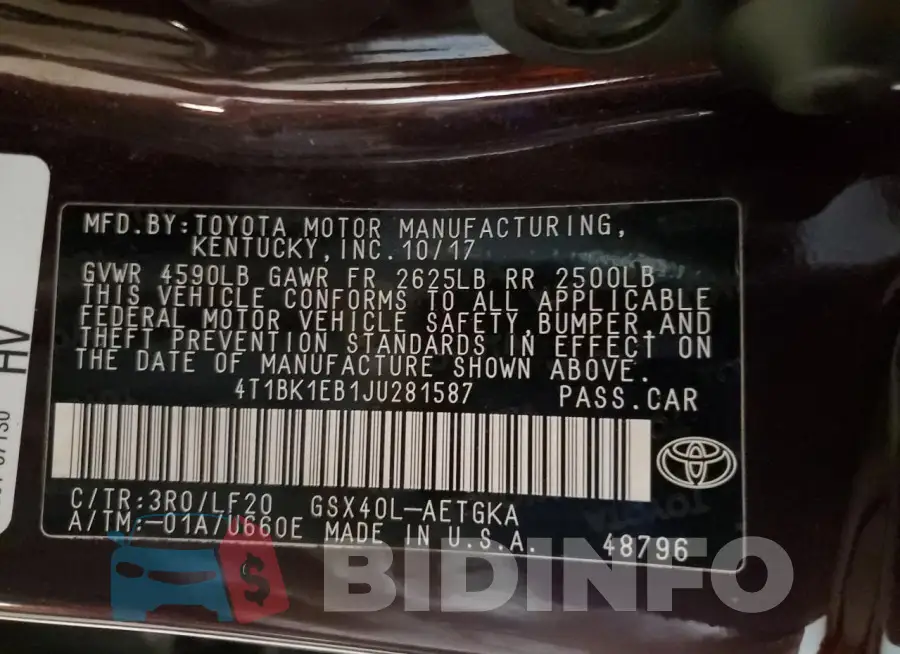 4T1BK1EB1JU281587 Photo# 12