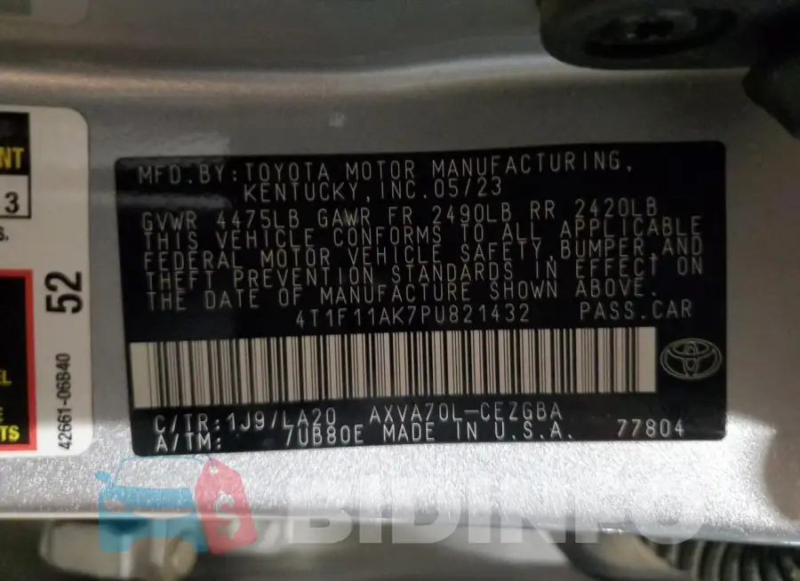 4T1F11AK7PU821432 Photo# 12