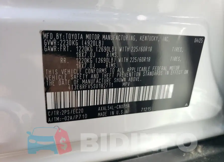 4T3E6RFV5SU182711 Photo# 12