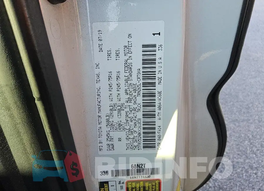 5TFRX5GN0KX161038 Photo# 12