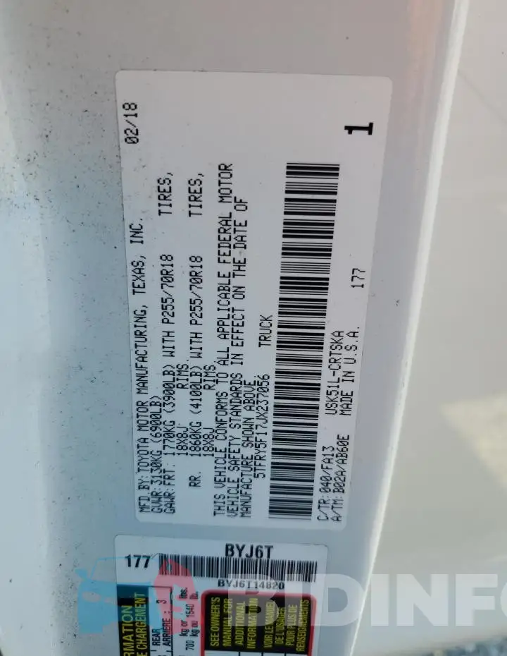 5TFRY5F17JX237056 Photo# 12