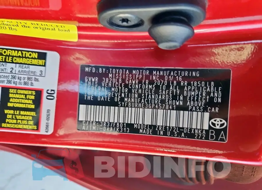 5YFBURHE3GP457841 Photo# 13
