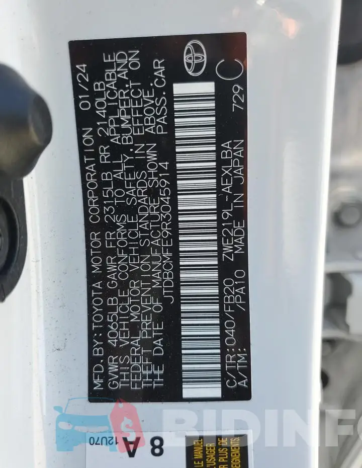 JTDBCMFE9R3045914 Photo# 12