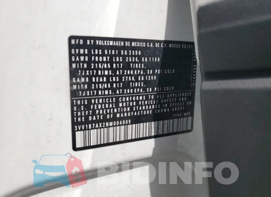 3VV1B7AX2NM004009 Photo# 13