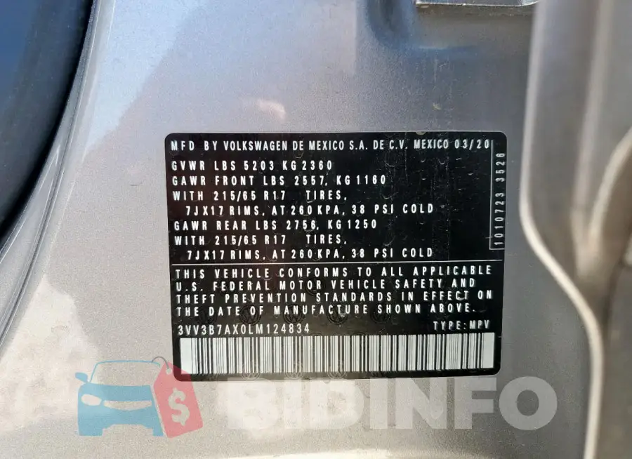 3VV3B7AX0LM124834 Photo# 13