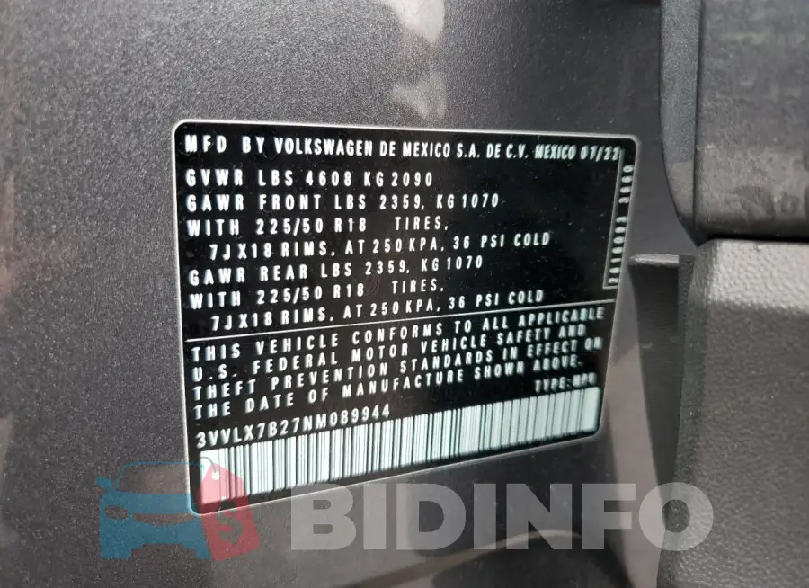 3VVLX7B27NM089944 Photo# 13