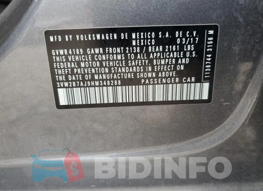 3VW2B7AJ9HM348288 Photo# 12