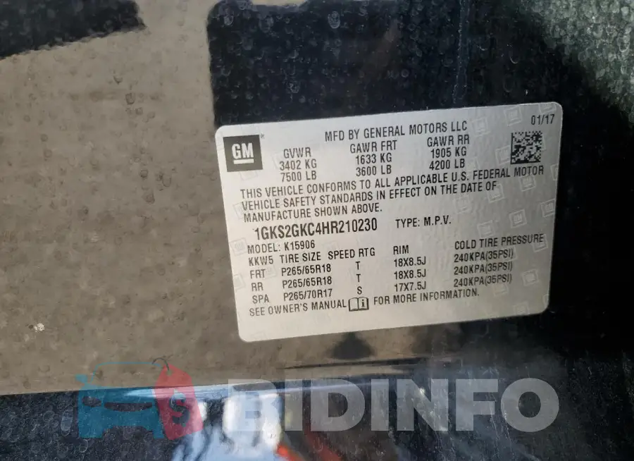 1GKS2GKC4HR210230 Photo# 13