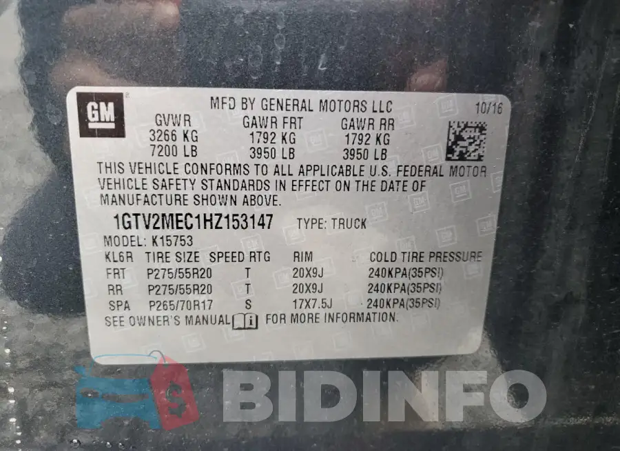 1GTV2MEC1HZ153147 Photo# 12