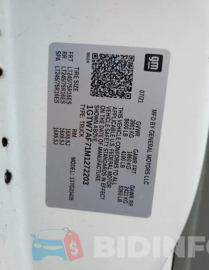1GTW7AF71M1272203 Photo# 14
