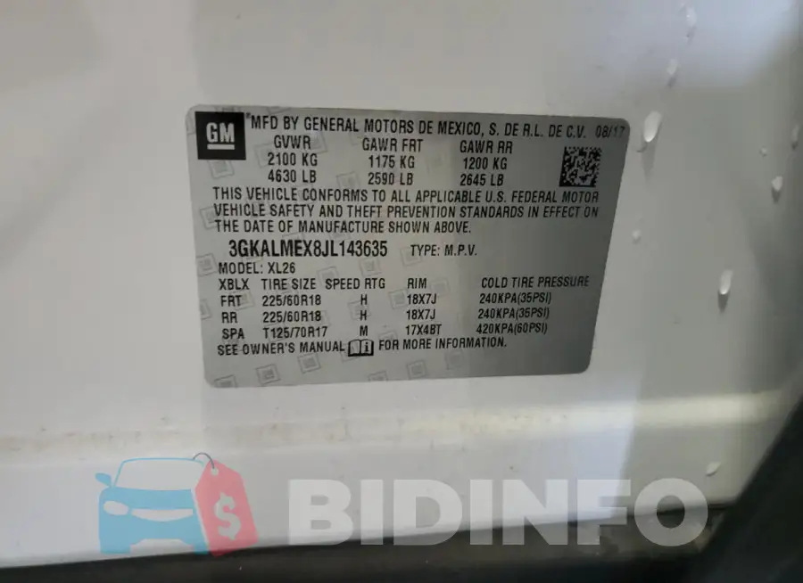 3GKALMEX8JL143635 Photo# 13