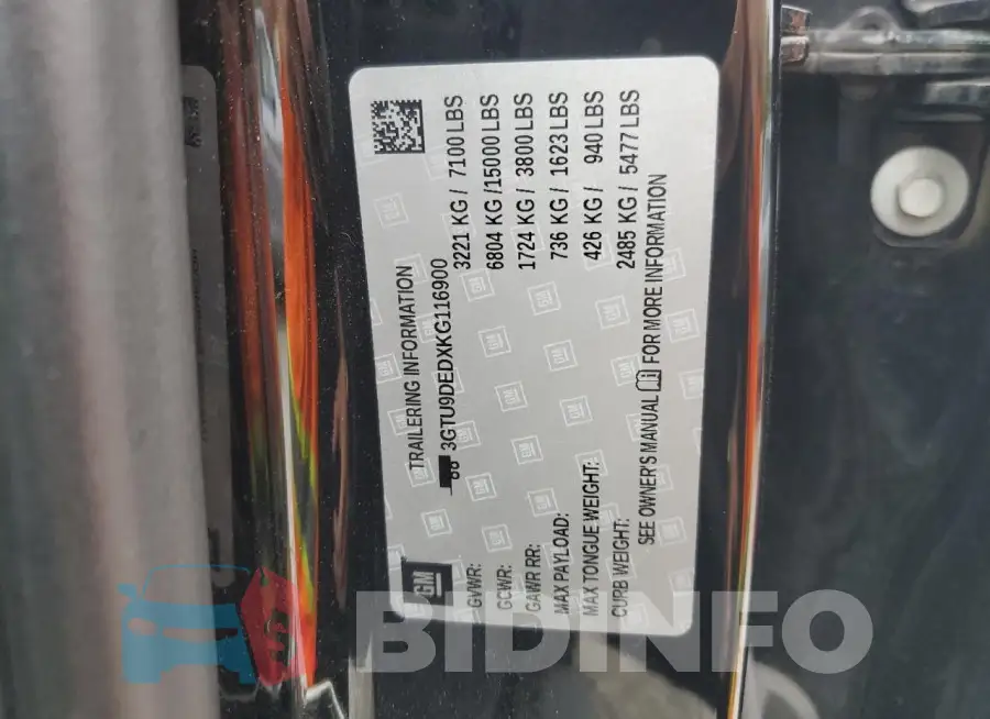 3GTU9DEDXKG116900 Photo# 12