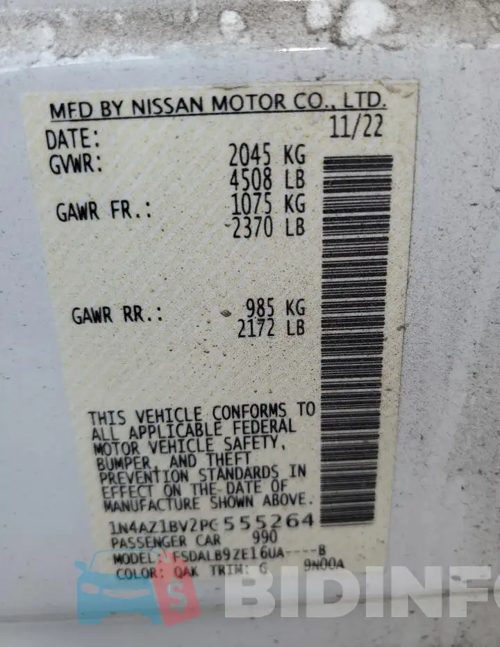 1N4AZ1BV2PC555264 Photo# 12