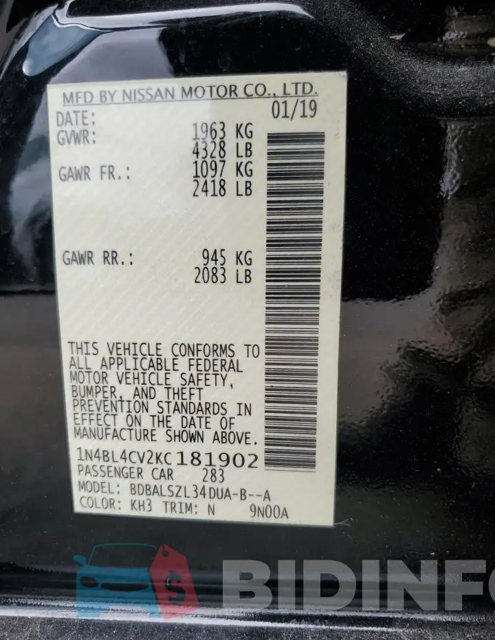 1N4BL4CV2KC181902 Photo# 12