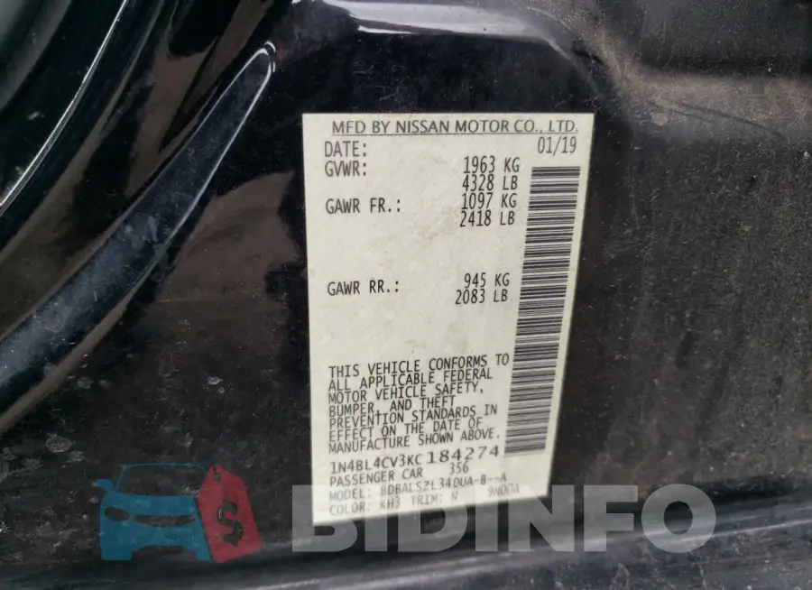 1N4BL4CV3KC184274 Photo# 12