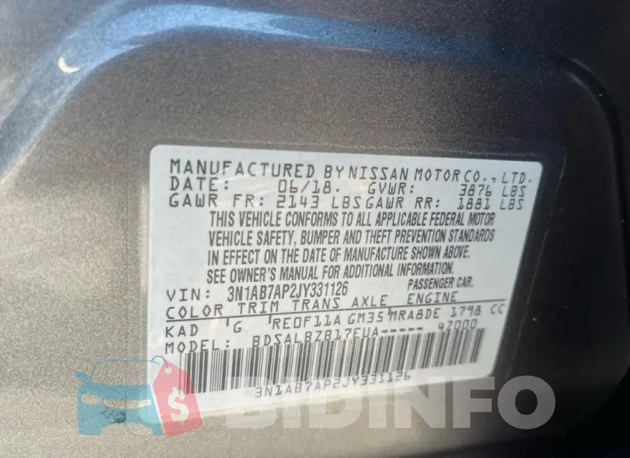 3N1AB7AP2JY331126 Photo# 10