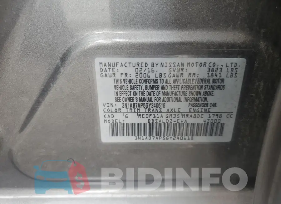 3N1AB7AP5GY240618 Photo# 12