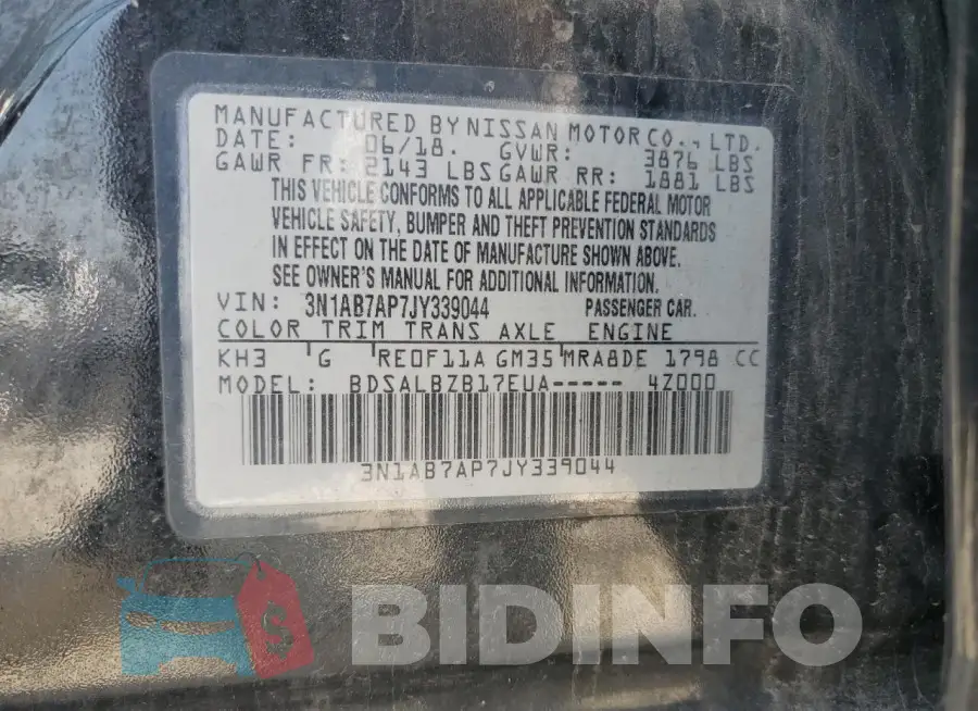3N1AB7AP7JY339044 Photo# 12