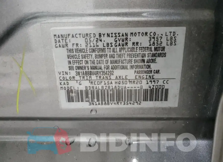 3N1AB8BV4RY354292 Photo# 12
