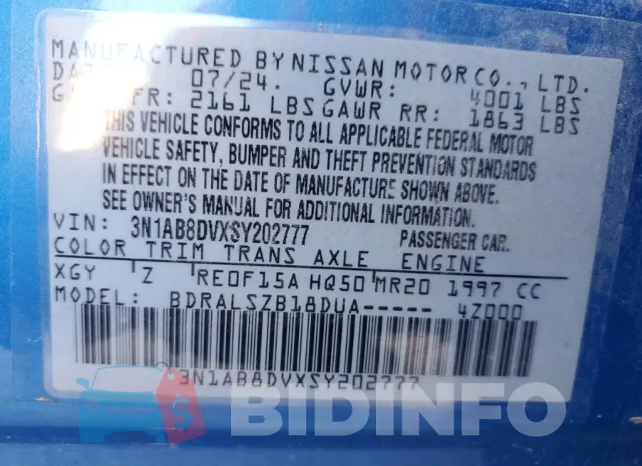 3N1AB8DVXSY202777 Photo# 12
