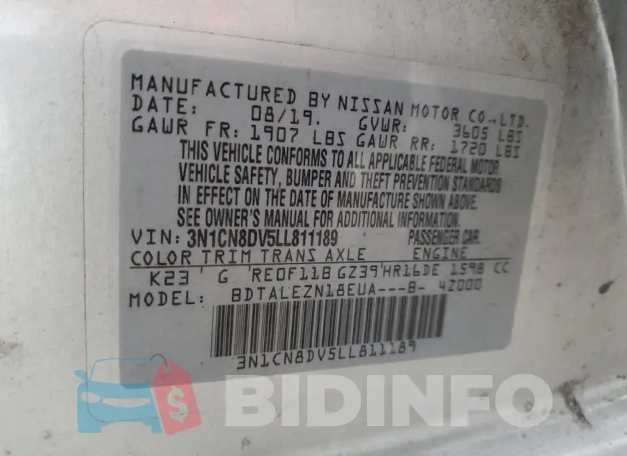 3N1CN8DV5LL811189 Photo# 12