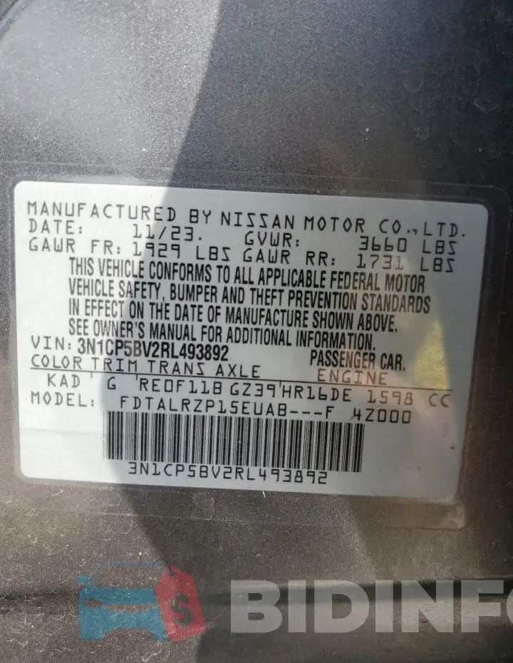 3N1CP5BV2RL493892 Photo# 13
