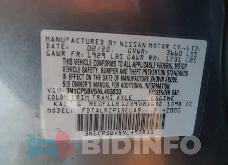 3N1CP5BV5NL493833 Photo# 12