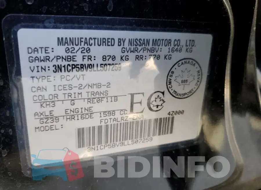 3N1CP5BV9LL507259 Photo# 13