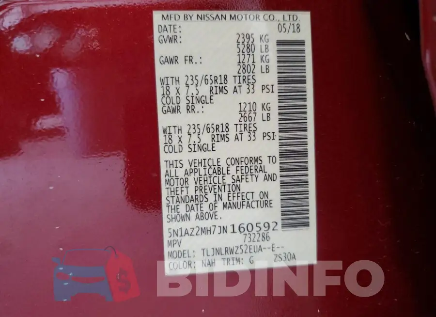 5N1AZ2MH7JN160592 Photo# 13
