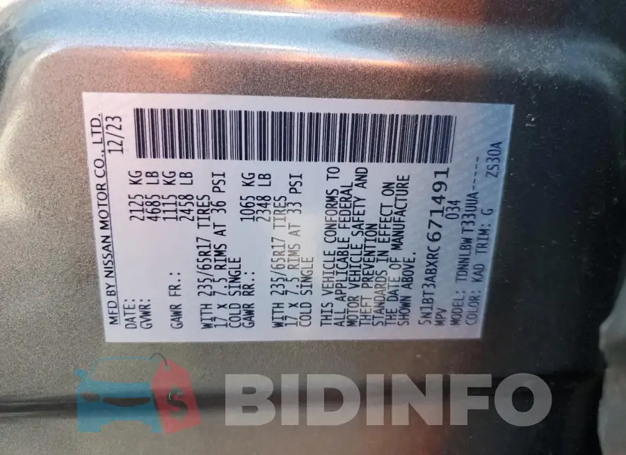 5N1BT3ABXRC671491 Photo# 13