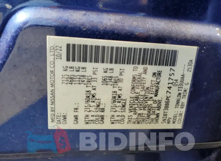 5N1BT3BB6PC741757 Photo# 13