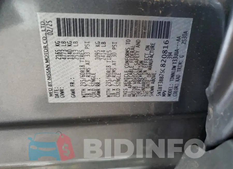 5N1BT3BB7SC820816 Photo# 14