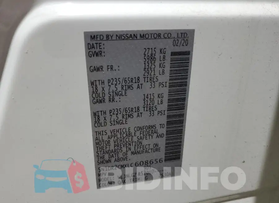 5N1DR2CMXLC608656 Photo# 14
