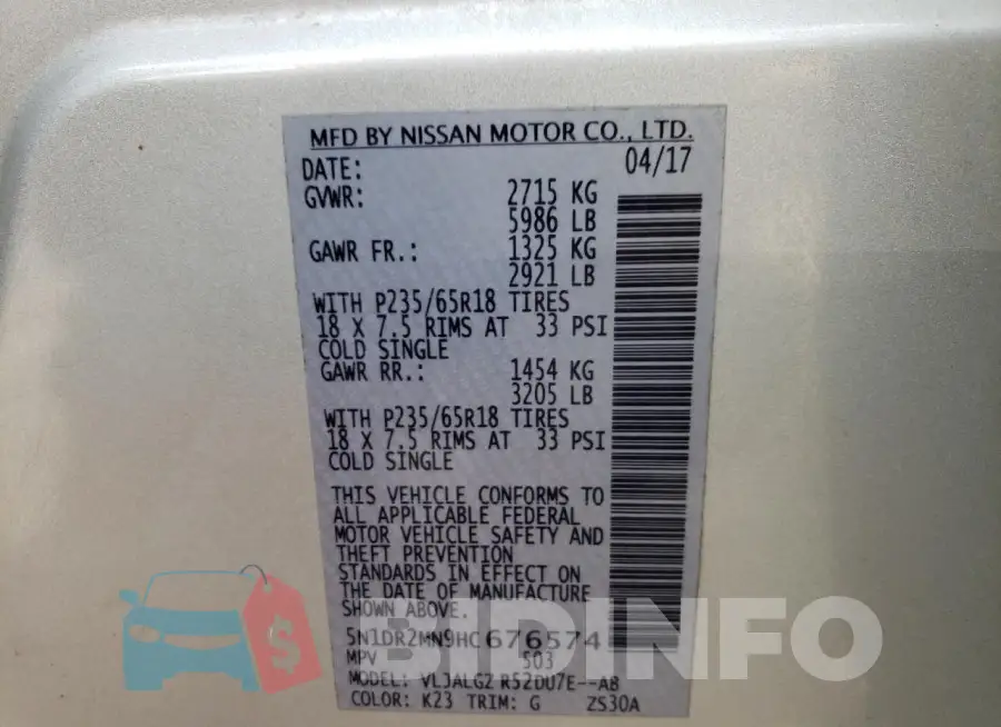 5N1DR2MN9HC676574 Photo# 13