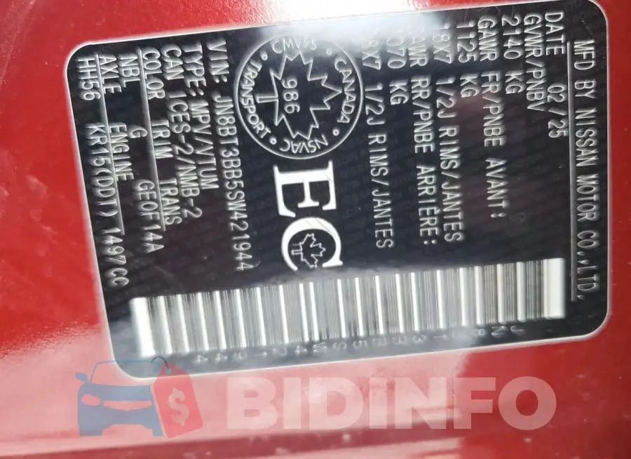 JN8BT3BB5SW421944 Photo# 14