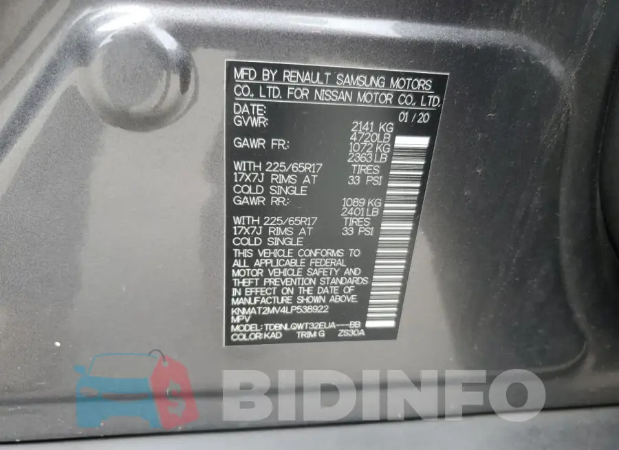 KNMAT2MV4LP538922 Photo# 14