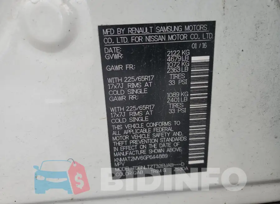 KNMAT2MV6GP644889 Photo# 12