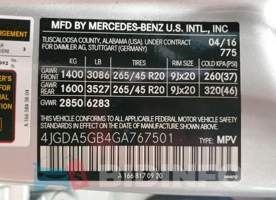 4JGDA5GB4GA767501 Photo# 14