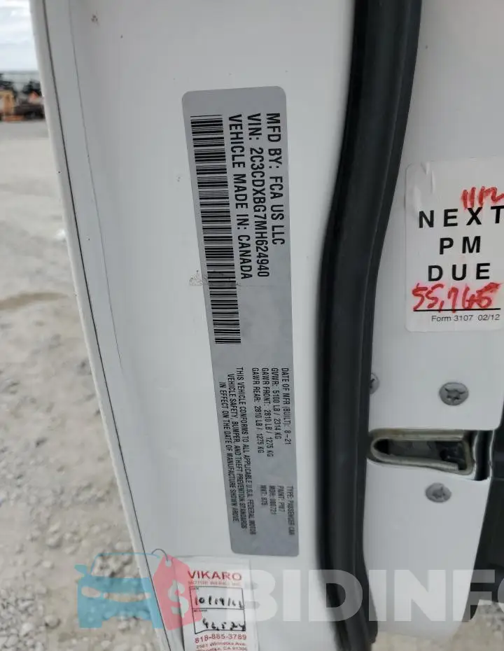2C3CDXBG7MH624940 Photo# 12