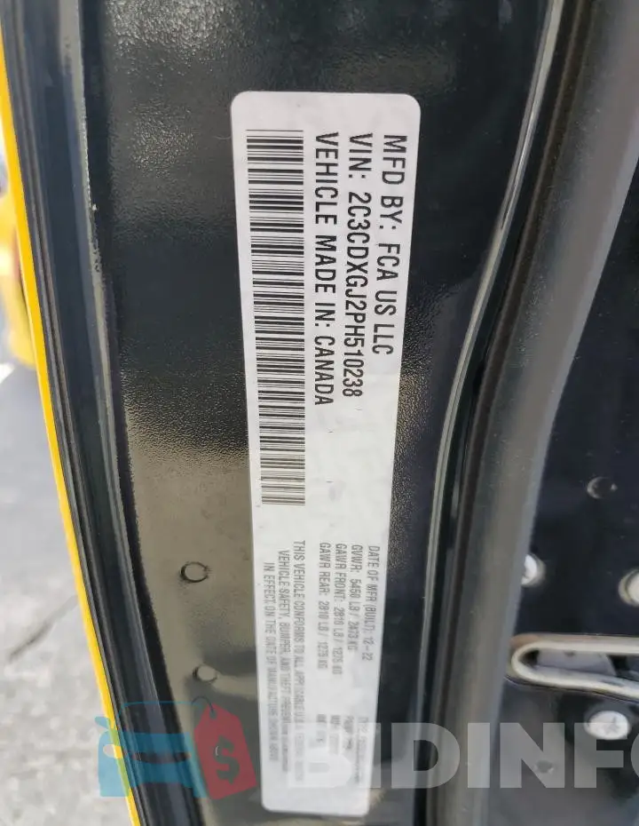 2C3CDXGJ2PH510238 Photo# 12