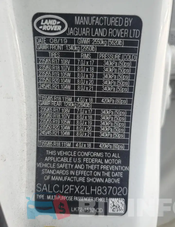 SALCJ2FX2LH837020 Photo# 13