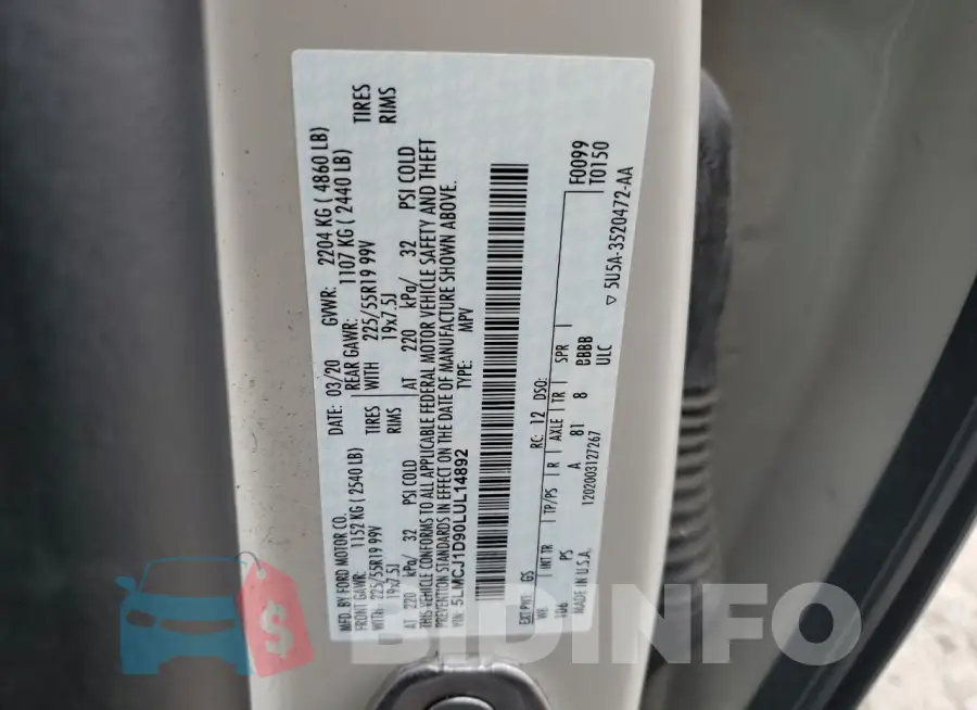 5LMCJ1D90LUL14892 Photo# 13