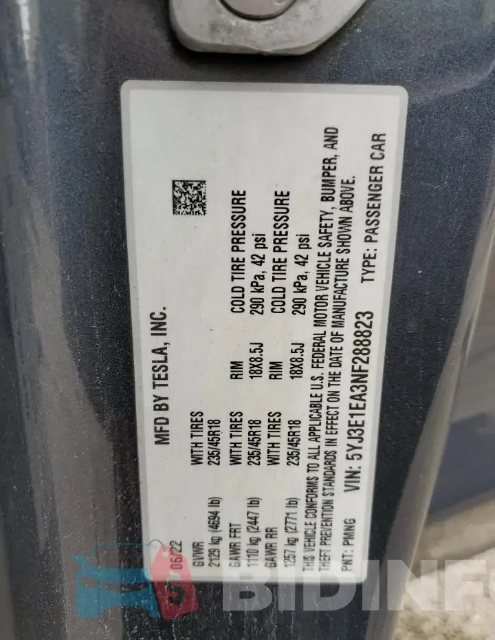 5YJ3E1EA3NF288823 Photo# 12