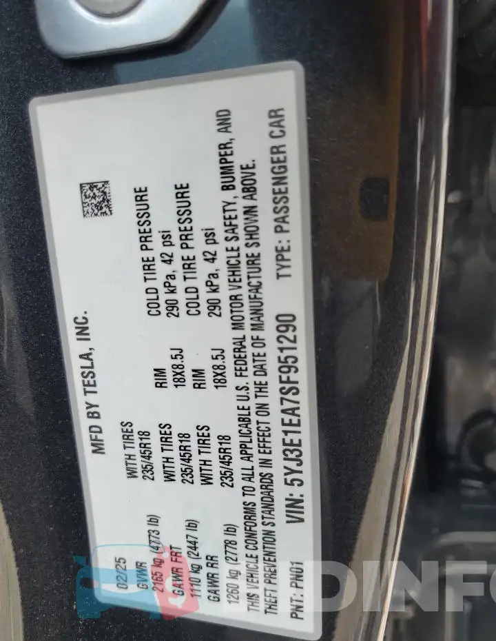 5YJ3E1EA7SF951290 Photo# 12
