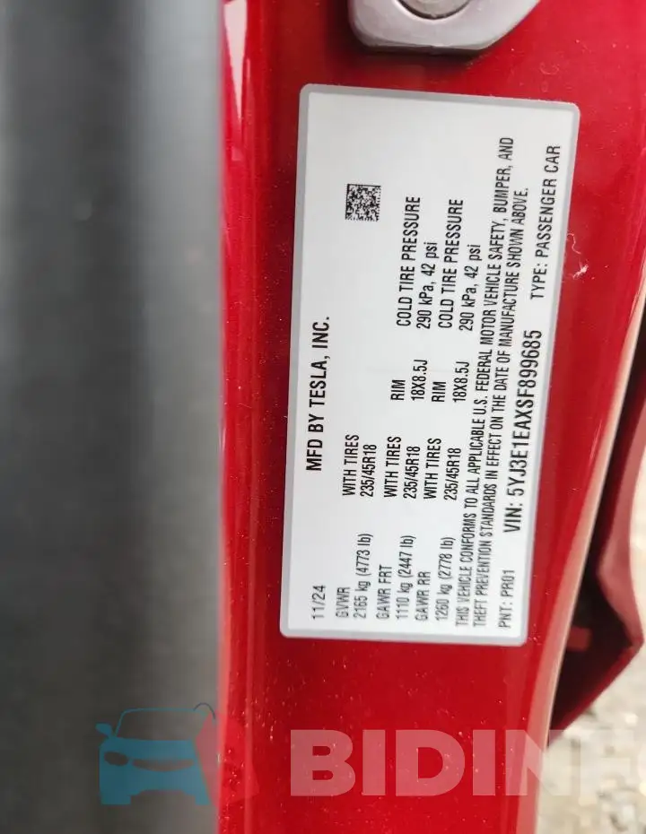 5YJ3E1EAXSF899685 Photo# 12
