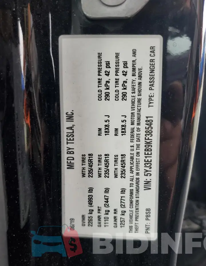 5YJ3E1EB9KF385481 Photo# 12